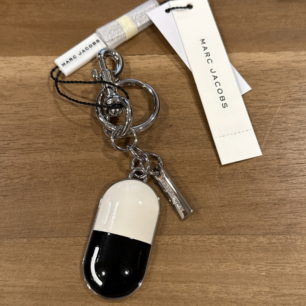 Marc Jacobs Black White Metal Bag Charm Keychain